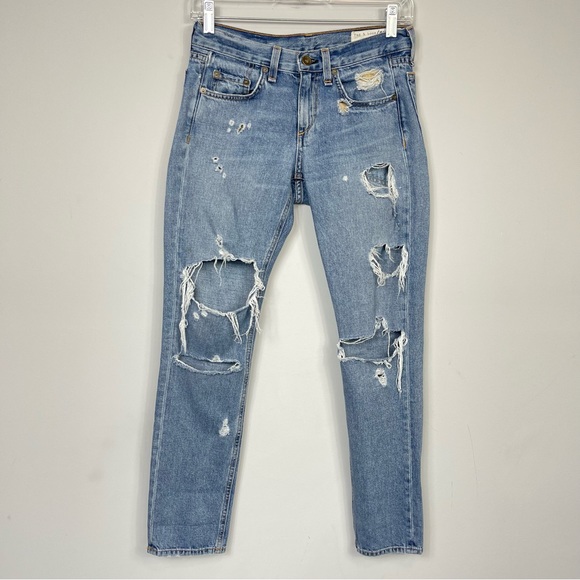 Rag & Bone New York Boyfriend Distressed Beckers Blue Denim Jeans Slouchy Y2K 23 - Picture 5 of 16